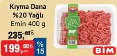 EMİN KIYMA DANA %20 YAĞLI 400 G